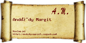 Andódy Margit névjegykártya